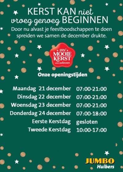 Ruime openingstijden met Kerst - Jumbo Huibers